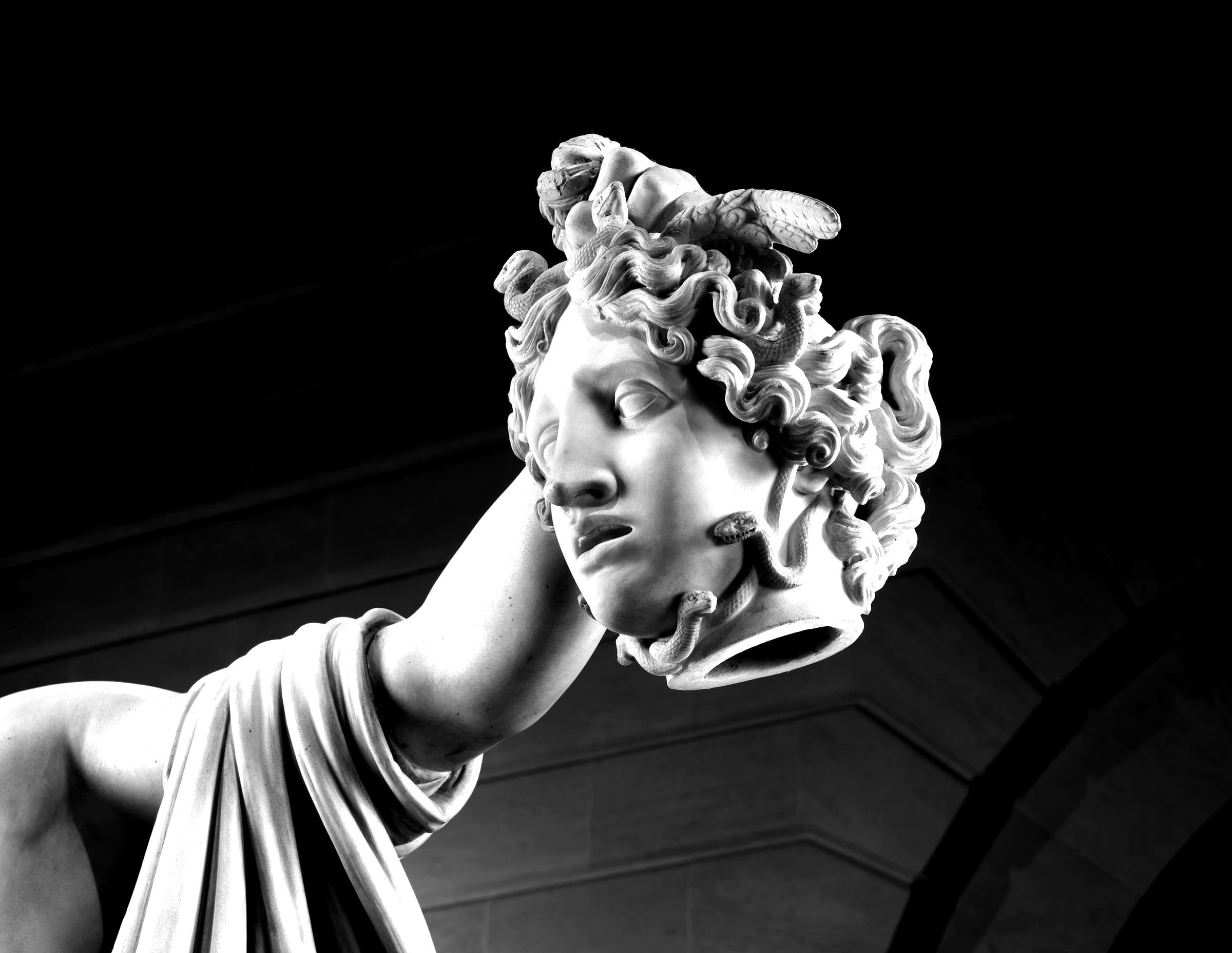 Canova's marble head of Medusa, held aloft by Perseus